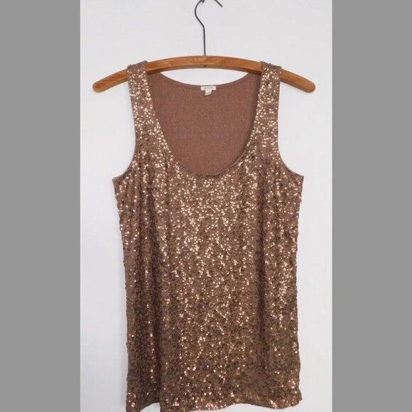 J Crew Copper Sequin Tank - Size S - 32360 - Cotton, Linen - Picture 1 of 9